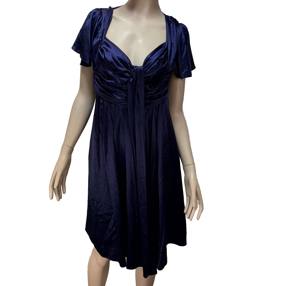 Seraphine Flutter Sleeve Short Maternity Dress Size 3 US 8 Midnight Blue Silk